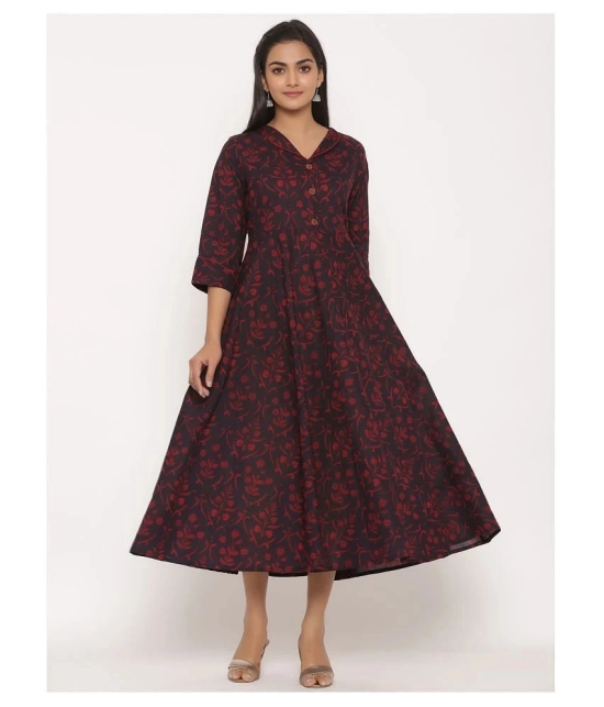 miravan Maroon Cotton Anarkali Kurti - L