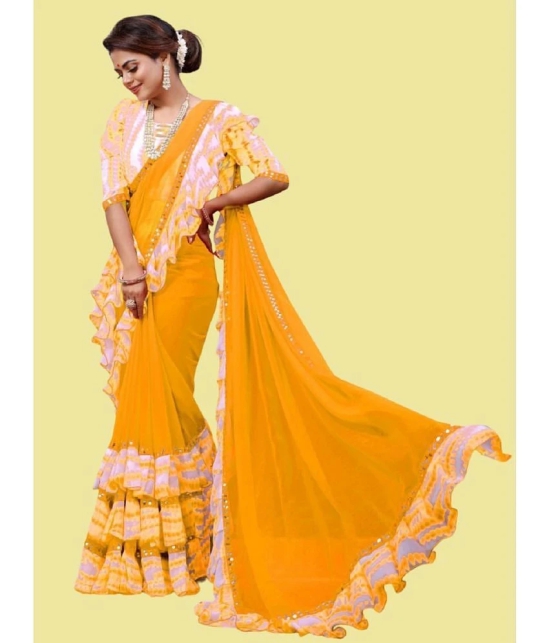 Apnisha Georgette Embellished Saree With Blouse Piece - Yellow ( Pack of 1 ) - Yellow