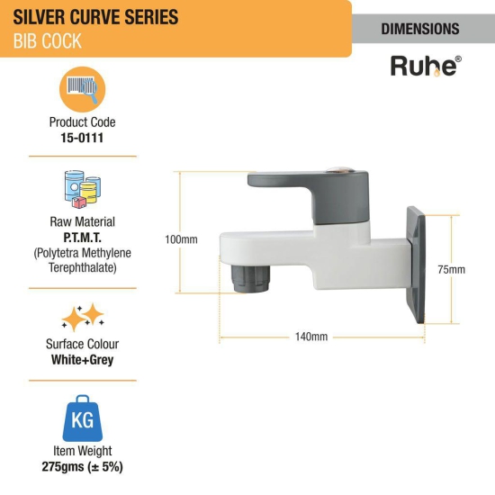 Silver Curve Bib Tap PTMT Faucet - by Ruhe®