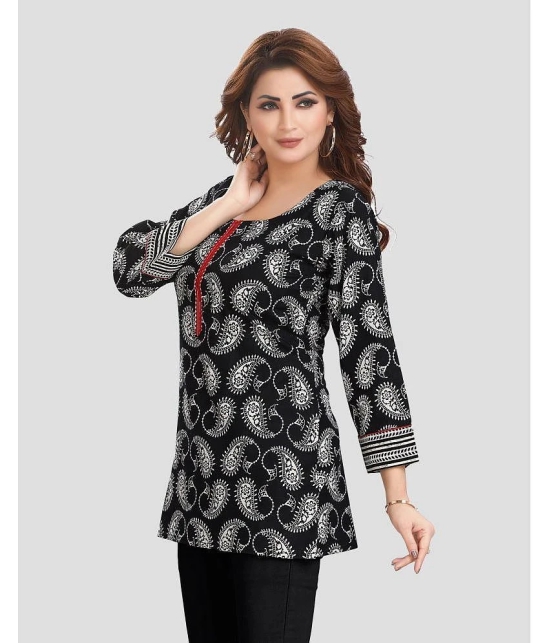 Meher Impex Cotton Printed A-line Womens Kurti - Black ( Pack of 1 ) - None