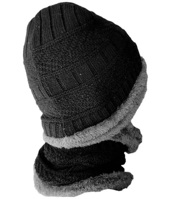 ICONIC ME Black Woollen Mens Cap ( Pack of 1 ) - Black