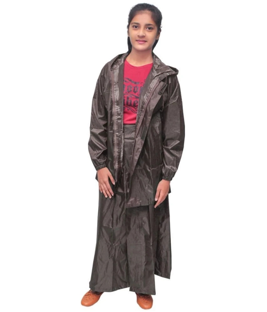 Goodluck Waterproof Nylon Raincoat Set - Brown - None