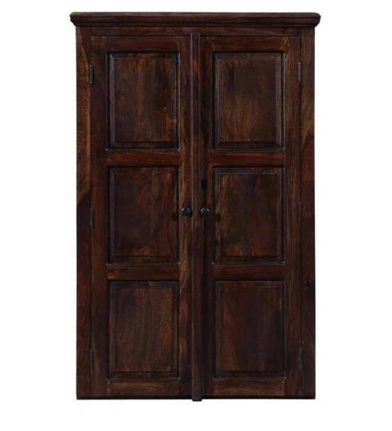 Solid Teak Wood 2 Door Wardrobe-Brown