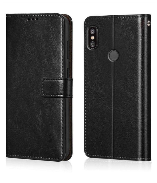 Samsung Galaxy A30 Flip Cover by NBOX - Black Viewing Stand and pocket - Black