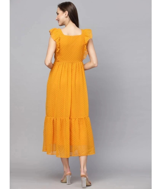 Apnisha - Yellow Georgette Womens Fit & Flare Dress ( Pack of 1 ) - None