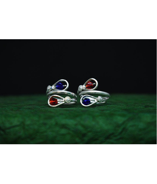 AanyaCentric Silver Plated 2 Pair Toe Rings - Silver