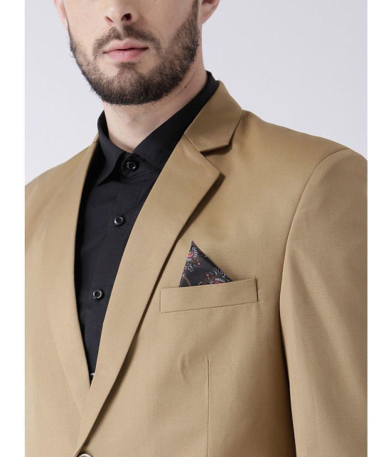 Hangup Khaki Solid Formal 2 Piece Suits - 36