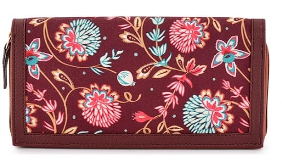 Lychee bags Women Printed Canvas Multicolour Wallet (Brown)