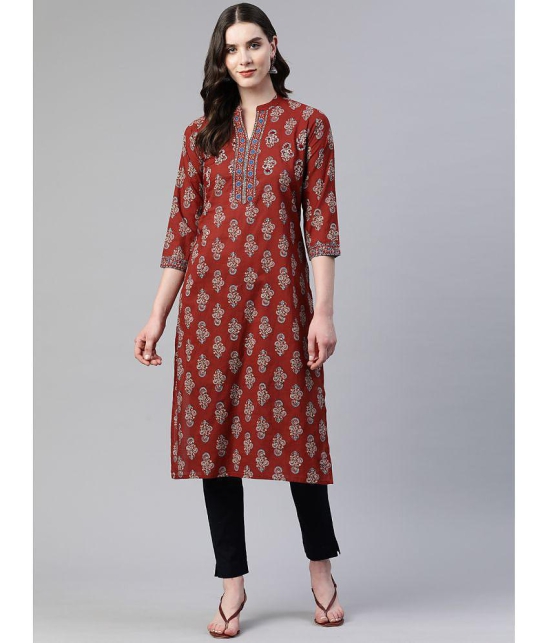 Vbuyz - Maroon Cotton Women's Straight Kurti ( Pack of 1 ) - None