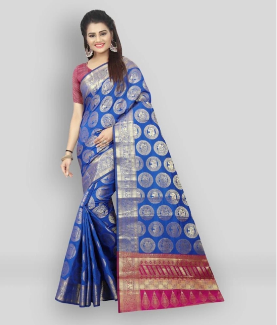 Gazal Fashions - Multicolor Banarasi Silk Saree With Blouse Piece ( Pack of 1 )