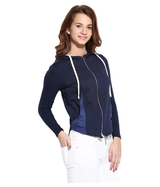 Campus Sutra Blue Cotton Quiltted Jackets - L