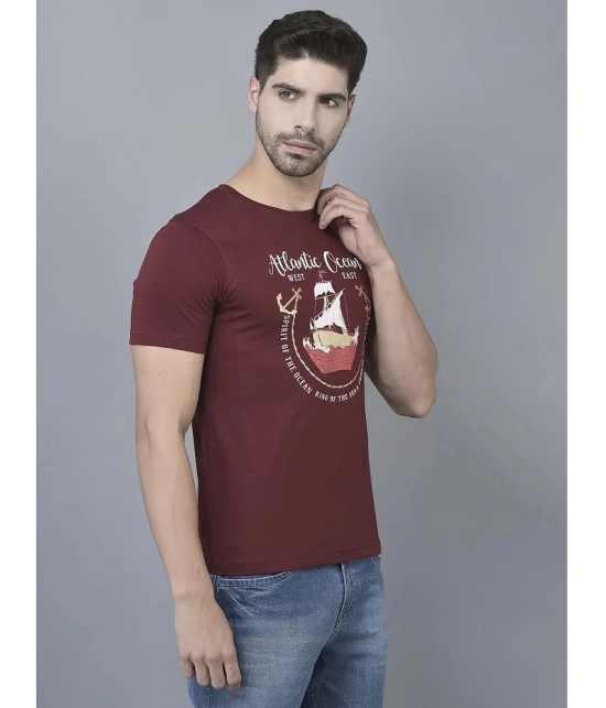 Dollar Cotton Blend Regular Fit Printed Half Sleeves Mens T-Shirt - Maroon ( Pack of 1 ) - None