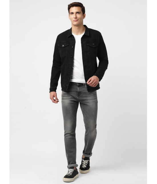 UrbanMark Men Regular Fit Denim Jacket-Black - None