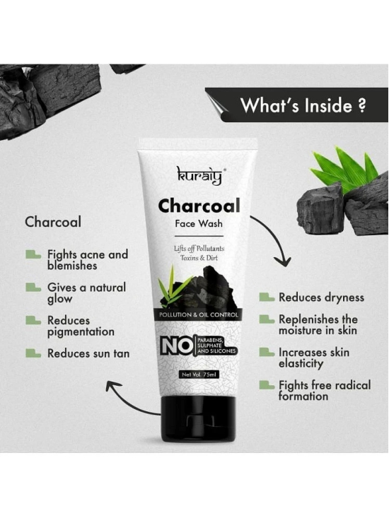 KURAIY Kesar Chandan Multani Mitti & Charcoal Skin Lightening &Tan Removal Face wash pack of 3