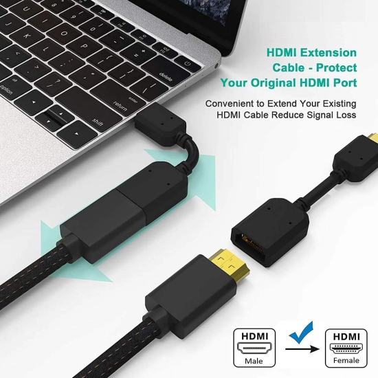 Lapster High Speed HDMI Extension Cable 10 cm for Google Chrome Cast (Black) - 1 Piece