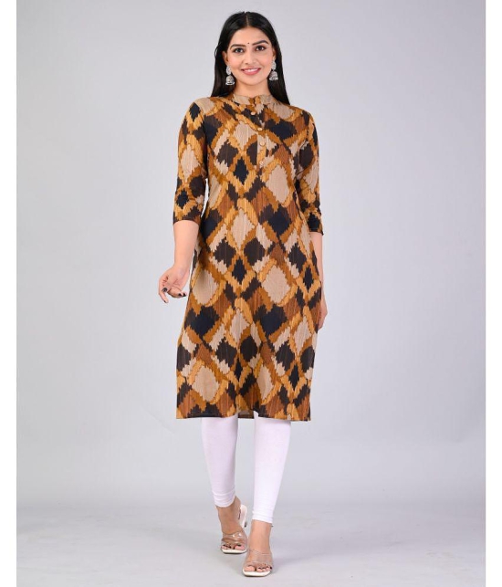 MAUKA Rayon Printed Straight Womens Kurti - Brown ( Pack of 1 ) - None