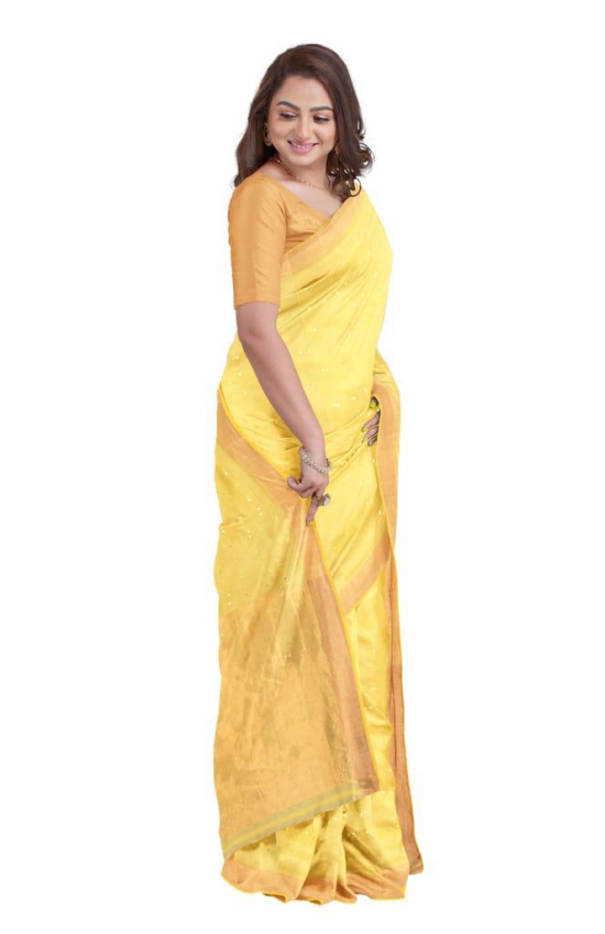 Handwoven Silk Saree with Tassel - Yellow