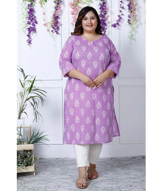 Swasti Cotton Printed Straight Women's Kurti - Purple ( Pack of 1 ) - None