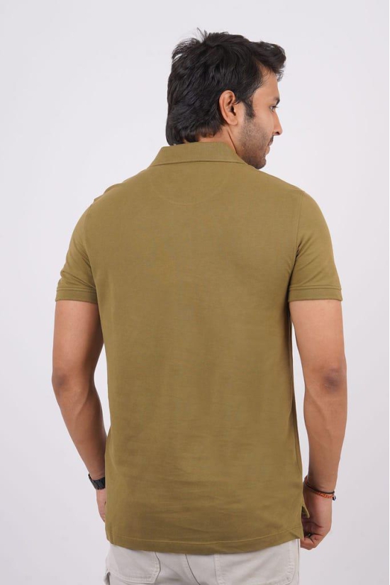 Men's Olive Green Embroidery Polo T-Shirt