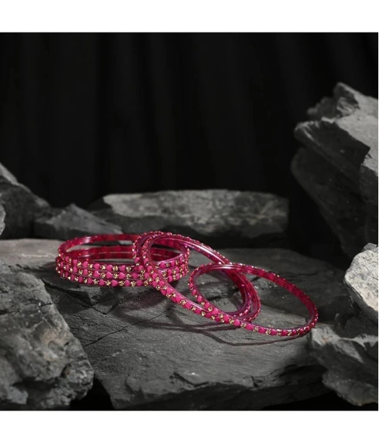 Somil Pink Bangle Set ( Pack of 12 ) - None