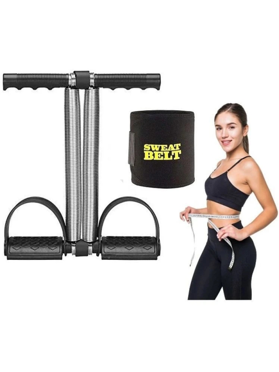 HORSE FIT Tummy Trimmer Double Spring with Sweat Slim Belt Combo Weight Loss, Belly Fat Burner, Fitness Equipment for Men & Women Home Gym-Abs Exerciser-Slim Belt - Assorted