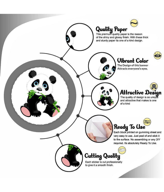 Zyozi Panda Theme Wall Sticker, Wall Sticker for Home, Animals Wall Sticker, Wall Sticker for Kids - Wall Stickers for Home Wall Decorations (Pack of 9) - Black