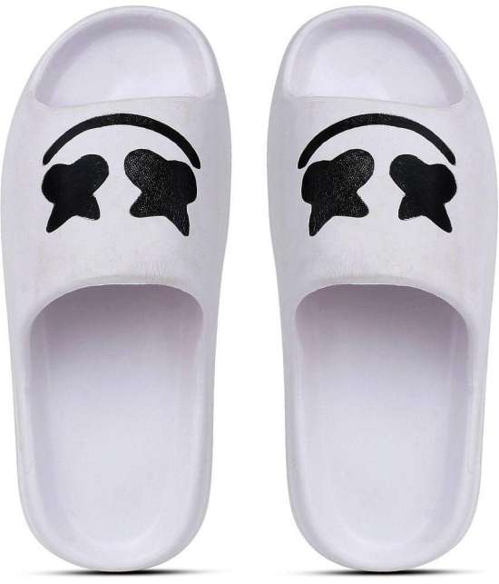 Leavess - White Men's Slide Flip Flop - None