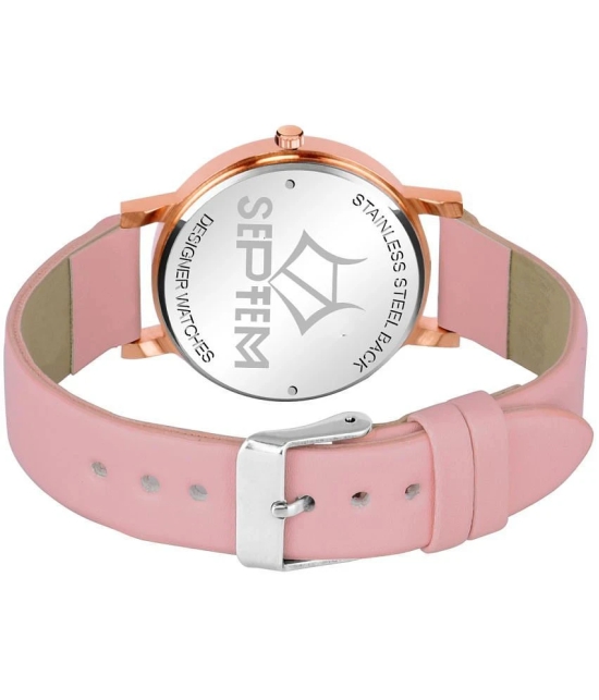 Septem Pink Leather Analog Womens Watch