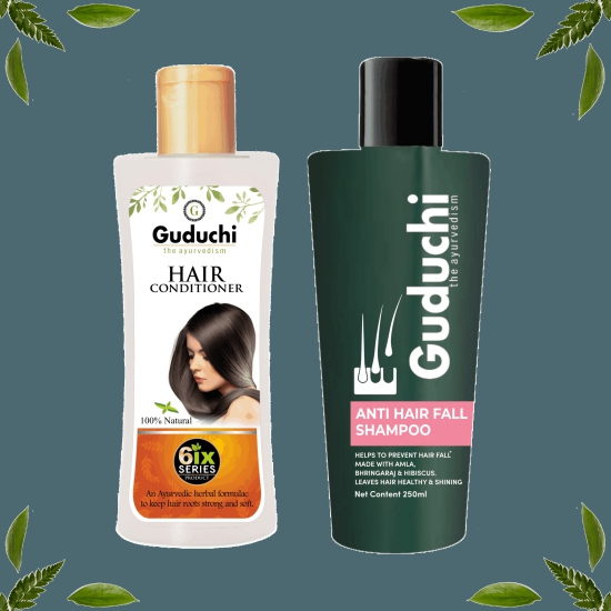 Guduchi Ayurveda  Anti-Hair fall Shampoo & Conditioner Combo For Hair Fall Control & Dry & Frizz Free Hair