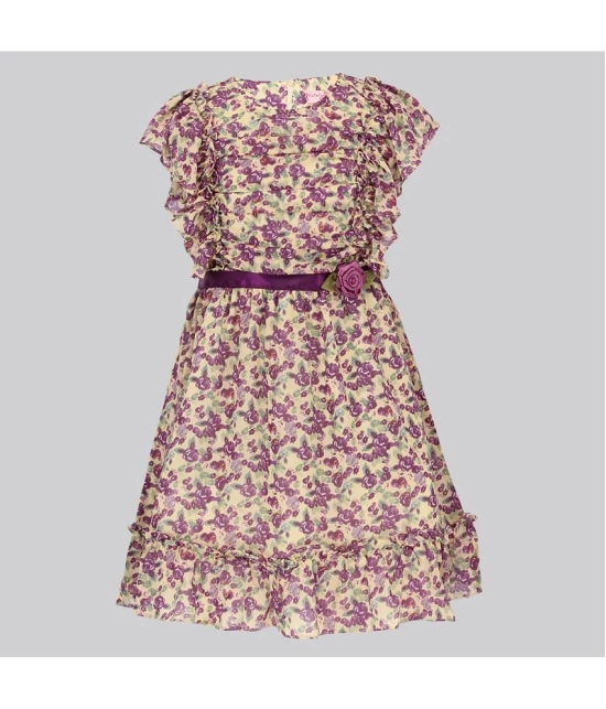 Cutecumber - Purple Georgette Girls Fit And Flare Dress ( Pack of 1 ) - None