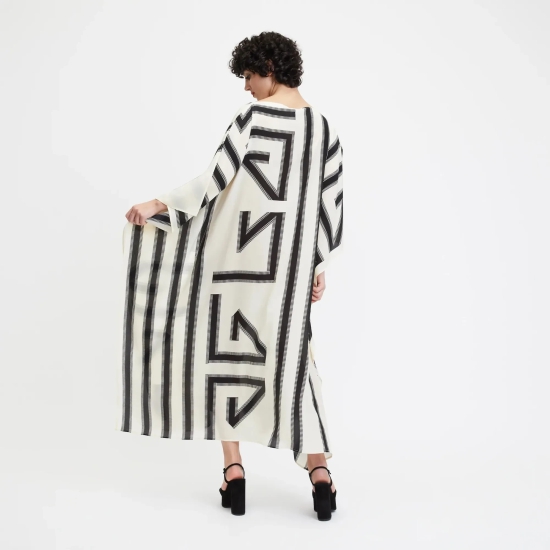 White & Black Kaftan Dress