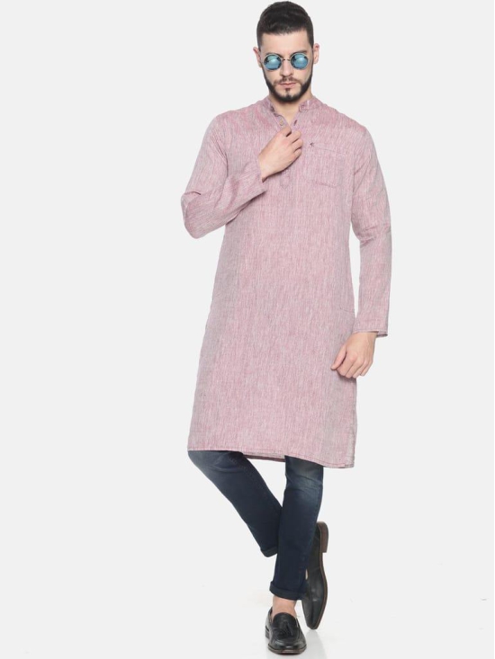 Men Maroon Hemp Long Kurta