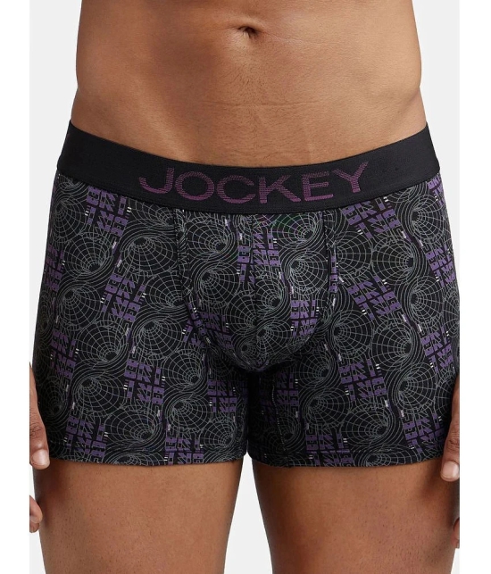 Jockey FP23 Men Super Combed Cotton Elastane Stretch Printed Trunk - Black & Plum - None