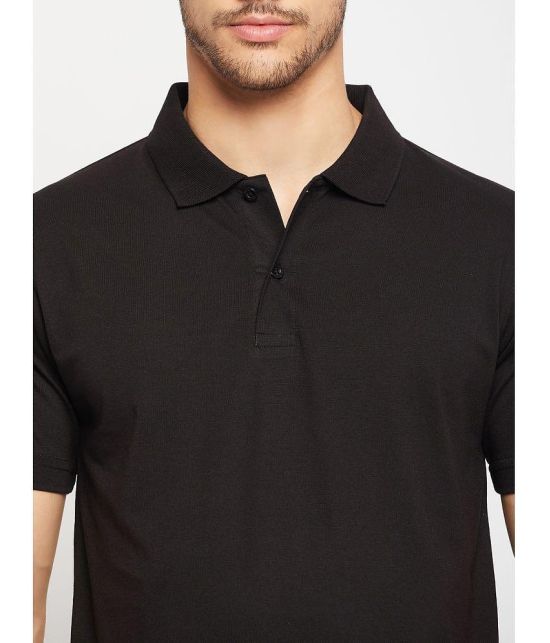 UNIBERRY Cotton Regular Fit Solid Half Sleeves Mens Polo T Shirt - Black ( Pack of 1 ) - None