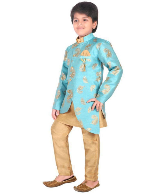 Ahhaaaa Ethnic Wear Sherwani Kurta and Pyjama Set For Kids and Boys (Sky Blue, 2-3 Years) - None