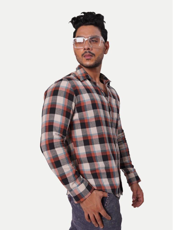 Men Brown Checked Regular Fit Casual cotton Shirt