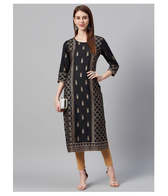 KSUT Black Cotton Straight Kurti - Single - M