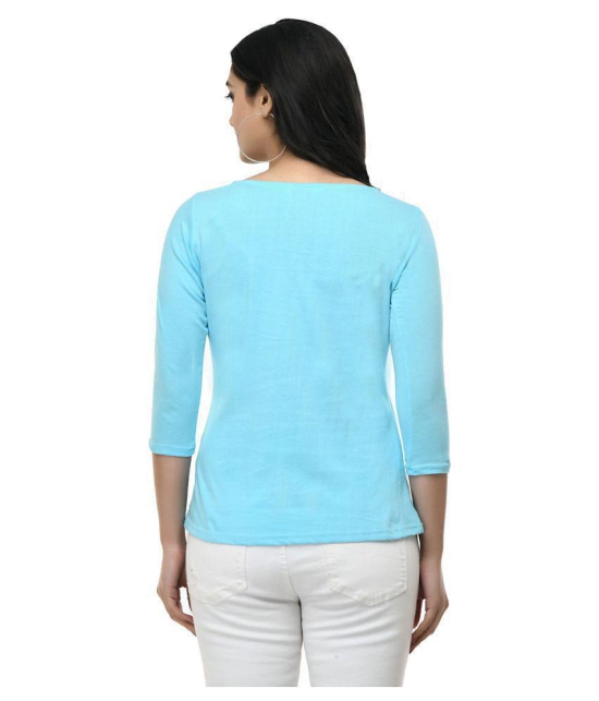 SAAKAA Poly Viscose Regular Tops - Turquoise - L