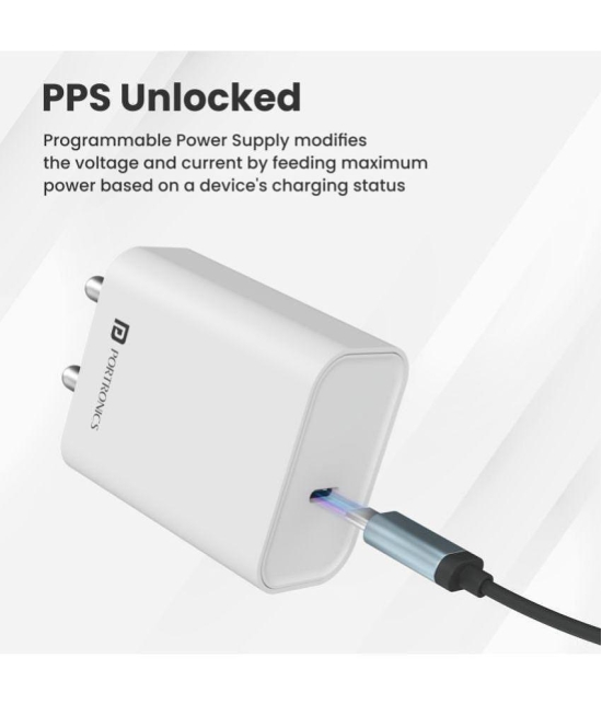 Portronics - No Cable 3A Travel Charger - White