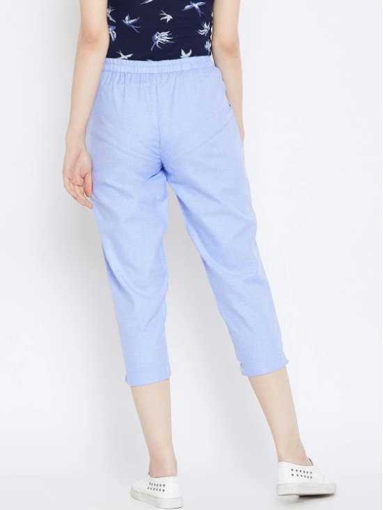 Women Blue Relaxed Cropped Trousers