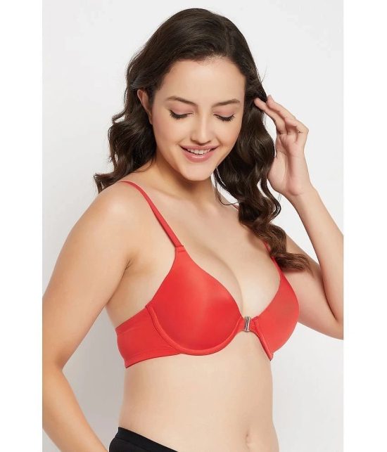 Clovia Pack of 1 Nylon Heavily Padded Womens Plunge Bra ( Red ) - None