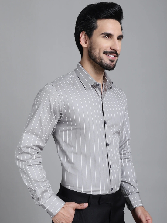 Striped Formal Shirt-L / Grey