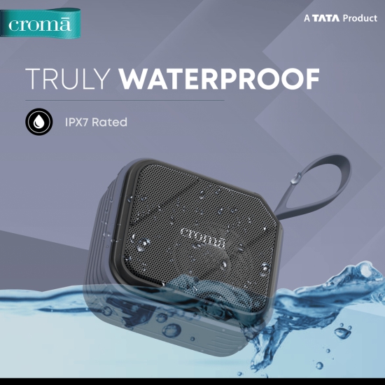 Croma 8W Portable Bluetooth Speaker (Water Resistant, Rich Bass, Stereo Channel, Blue)