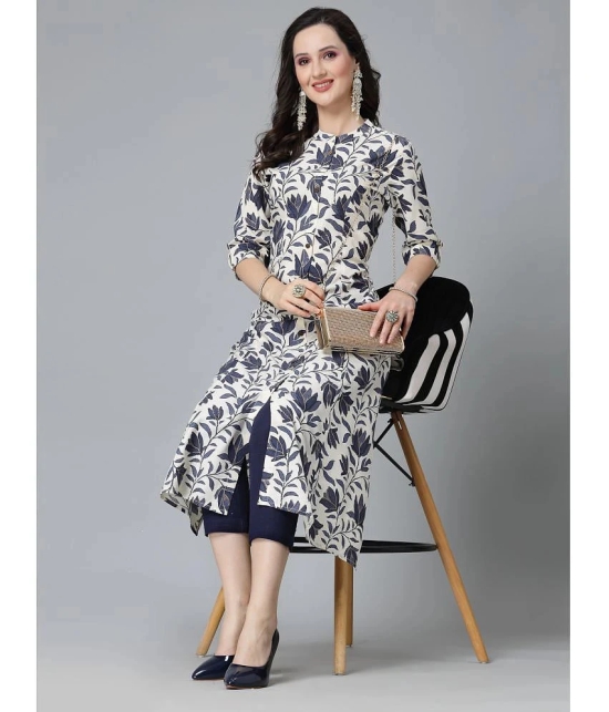 Stylum Rayon Printed Front Slit Womens Kurti - Blue ( Pack of 1 ) - None