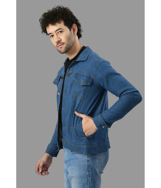 DKGF Fashion Cotton Blend Mens Denim Jacket - Light Blue ( Pack of 1 ) - None