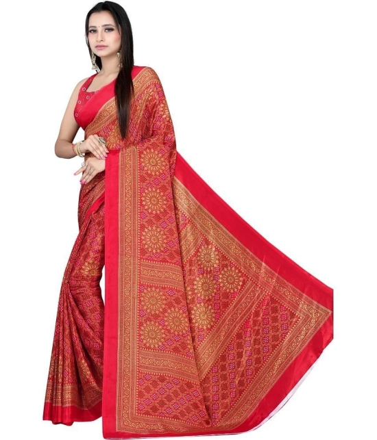 LEELAVATI - Red Crepe Saree With Blouse Piece ( Pack of 1 ) - Red