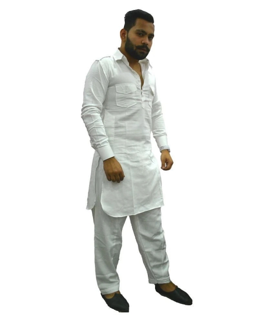 Preen White Cotton Pathani Suit Pack of 1 - None