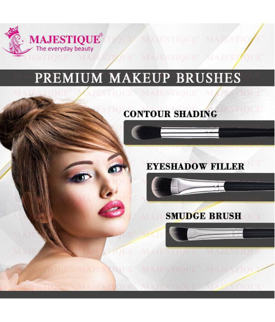 Majestique 3Pcs Eye Makeup Brush Set, Contour Shading, Eyeshadow Filler, Large Brush & Smudge Brush