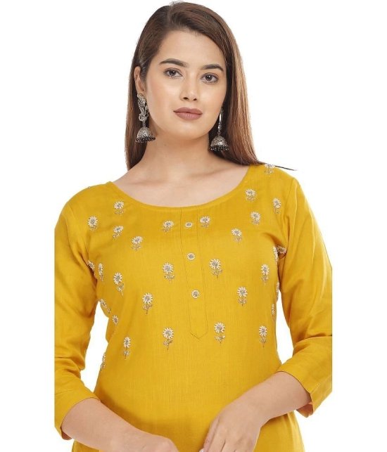 JC4U - Yellow Rayon Womens Straight Kurti ( Pack of 1 ) - None