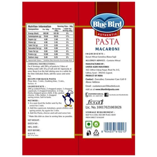 Blue Bird Macaroni Pasta, 200 gm